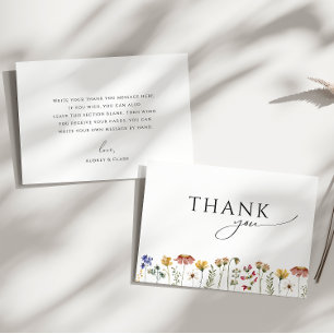 Carte De Remerciements Baby shower plat Fleur sauvage coloré