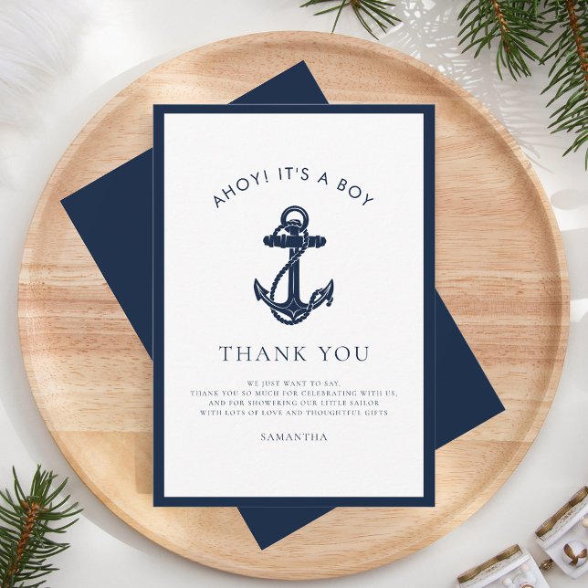 Carte De Remerciements Baby shower pour Ancres nautiques (Nautical Anchor Baby Shower Thank You)
