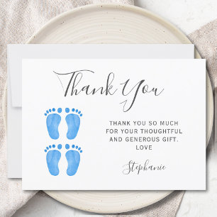 Carte De Remerciements Baby shower pour bébé pieds jumeaux