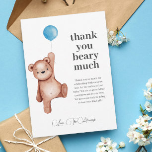 Carte De Remerciements Baby shower pour garçon de Teddy Bear