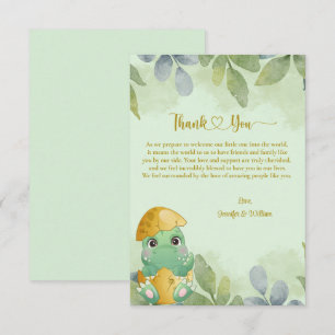 Carte De Remerciements Baby shower pour garçons de dinosaures vert