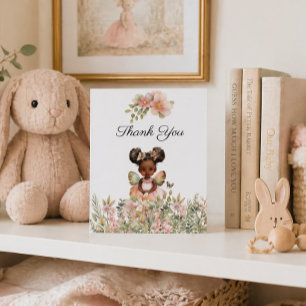 Carte De Remerciements Baby Shower pour un Enfant Fée Afro-Américain