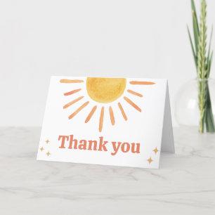 Carte De Remerciements Baby shower Retro Boho Sunshine