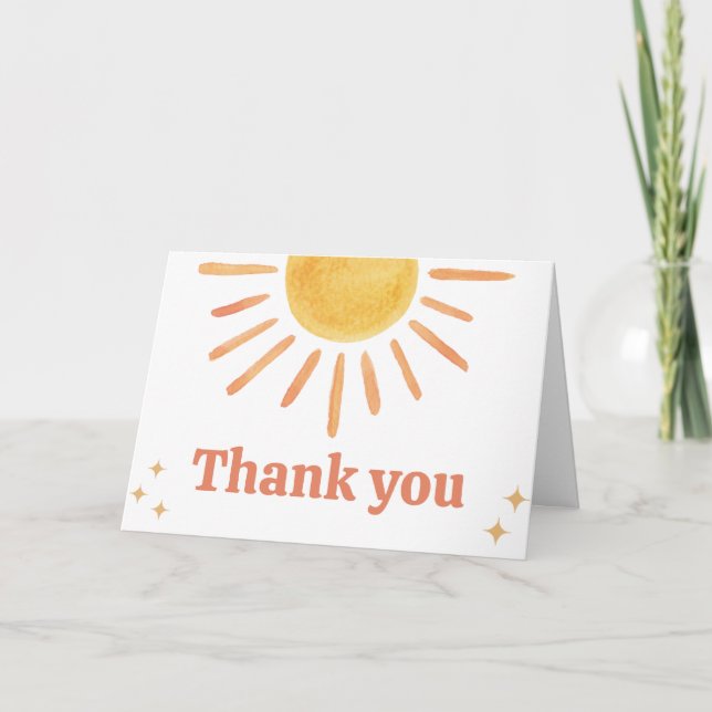 Carte De Remerciements Baby shower Retro Boho Sunshine (Devant)