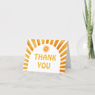 Carte De Remerciements Baby shower rétro de Bohême Sunshine message perso