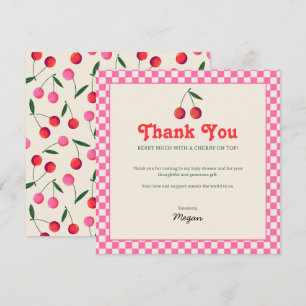 Carte De Remerciements Baby shower rétro Little Cherry