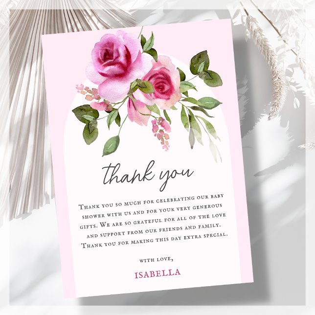 Carte De Remerciements Baby shower rose (Créateur téléchargé)