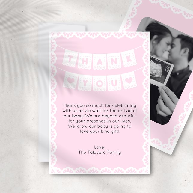 Carte de remerciements Baby shower rose Cielito Li (Créateur téléchargé)