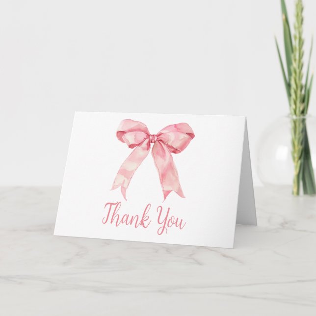 Carte De Remerciements Baby shower rose Coquette Bow (Devant)