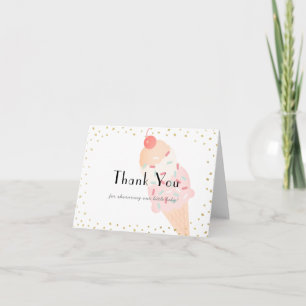Carte de remerciements Baby shower rose crème glac