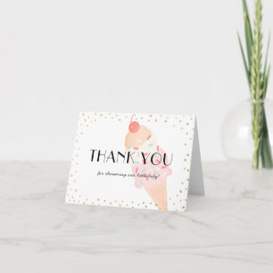 Carte De Remerciements Baby shower rose crème glacée