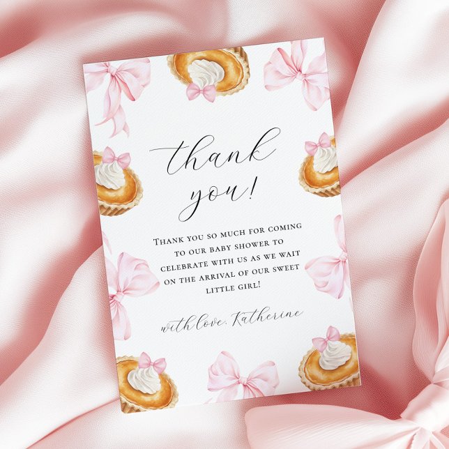 Carte De Remerciements Baby shower rose Cutie Pie Bow (Créateur téléchargé)
