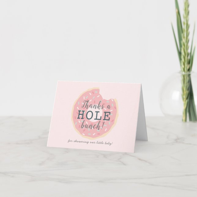 Carte De Remerciements Baby shower rose de beignet (Devant)