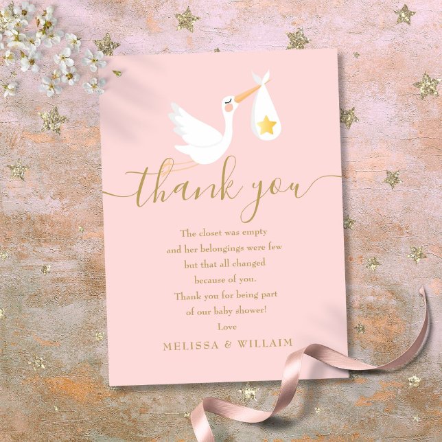 Carte De Remerciements Baby shower rose de livraison spécial (Cute Special Delivery Pink Baby Shower Thank You Card)