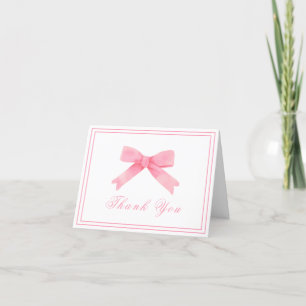Carte De Remerciements Baby shower Rose mignon simple Bow Girl