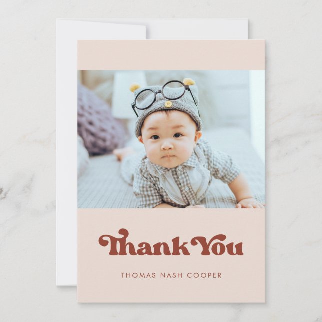 Carte De Remerciements Baby shower rose Peach élégant et rétro (Devant)