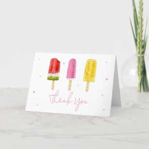 Carte De Remerciements Baby shower rose Popsicle