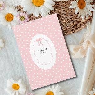 Carte De Remerciements Baby Shower Ruban Rose Points Bébé Fille Coquette