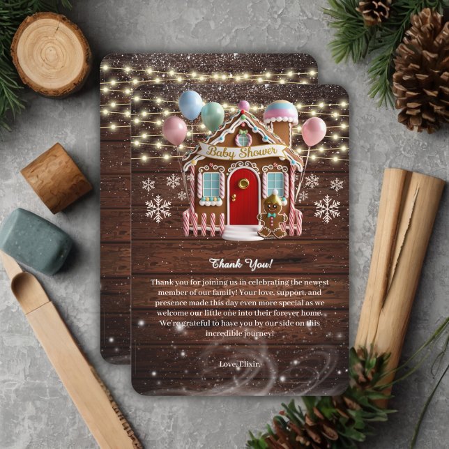 Carte De Remerciements Baby shower Rustique de la maison de pain d'épice  (Créateur téléchargé)