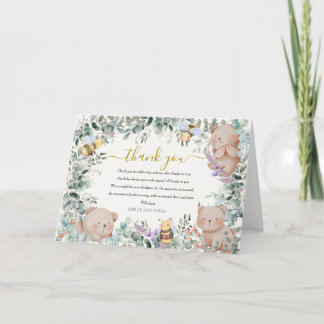 Carte De Remerciements Baby shower rustique de l'ours neutre par sexe