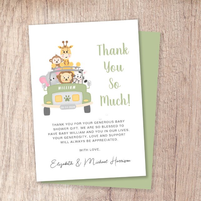 Carte De Remerciements Baby shower Safari (Créateur téléchargé)