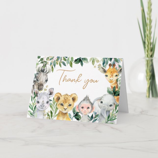 Carte De Remerciements Baby shower Safari Wild One (Devant)