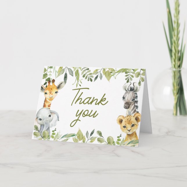 Carte De Remerciements Baby shower Safari Wild One Jungle (Devant)