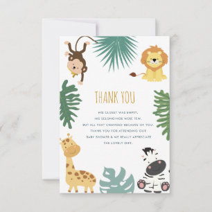 Carte De Remerciements Baby shower sauvage