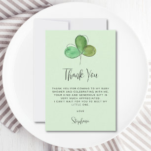 Carte De Remerciements Baby shower Shamrock vert