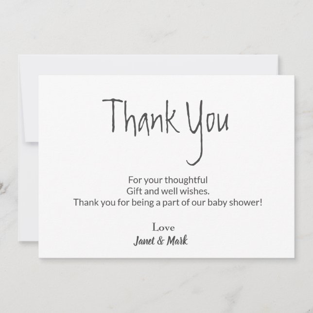 Carte de remerciements Baby shower simple (Devant)