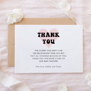 Carte De Remerciements Baby shower simple moderne