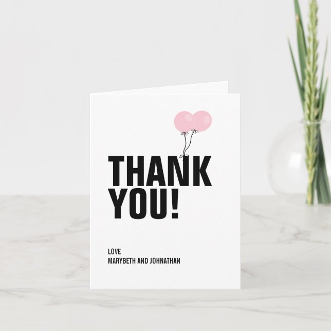 Carte de remerciements Baby shower simple rose (Devant)