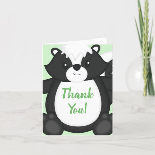 Carte De Remerciements Baby shower Skunk Green