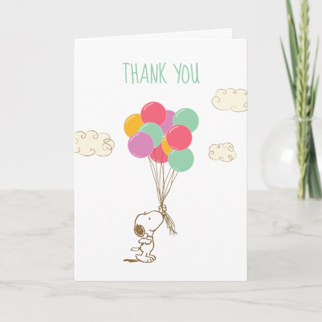 Carte De Remerciements Baby shower Snoopy et Balloons (Devant)