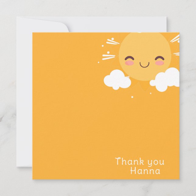 Carte De Remerciements Baby shower solaire (Devant)