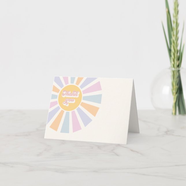 Carte De Remerciements Baby shower Soleil Ici Venez Les Rayons Soleil Ros (Devant)