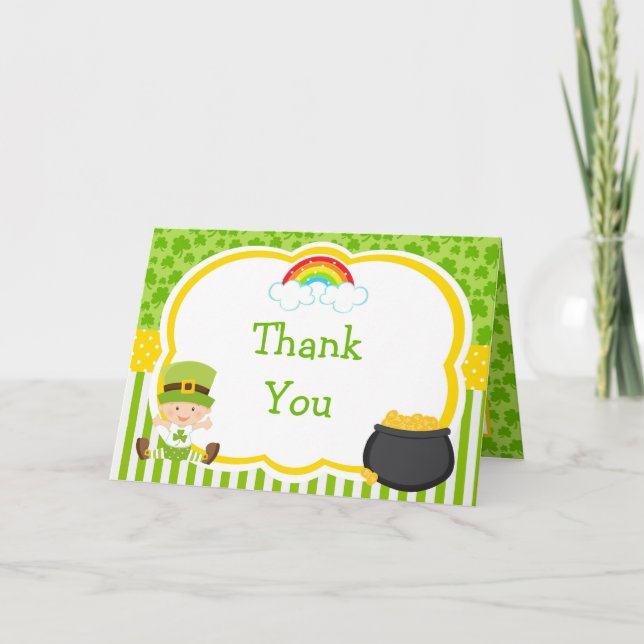 Carte De Remerciements Baby shower st patrick garçon (Devant)