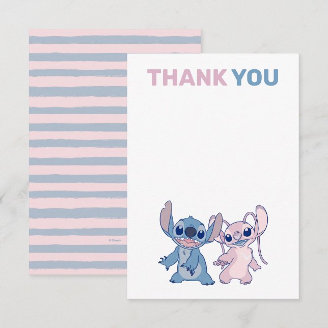 Carte De Remerciements Baby shower Stitch Twins - Double l'Aloha! (Devant / Derrière)