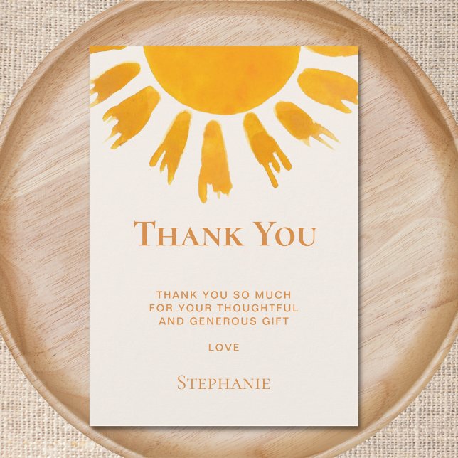 Carte de remerciements Baby shower Sun (Créateur téléchargé)