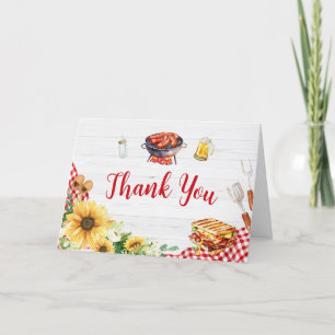 Carte De Remerciements Baby shower Sunflower BBQ