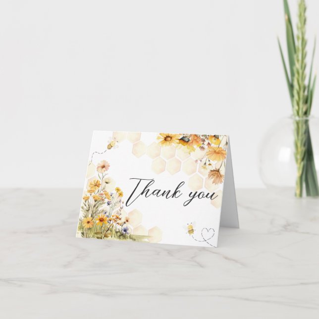 Carte De Remerciements Baby shower Sunflower Little Honey (Devant)
