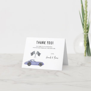 Carte De Remerciements Baby shower sur le thème des voitures de course -
