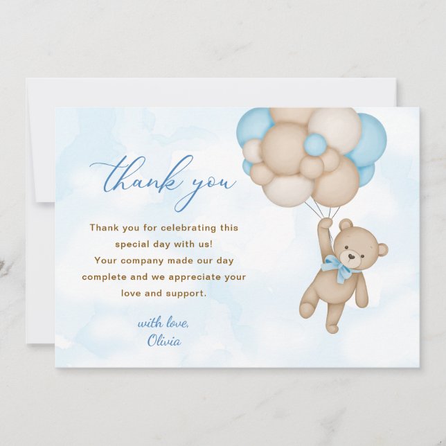 Carte De Remerciements Baby shower Teddy Bear (Devant)