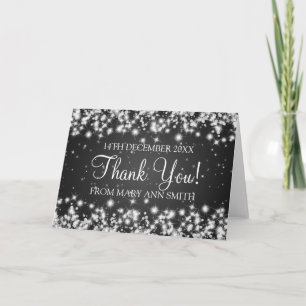Carte De Remerciements Baby Shower Thank you Winter Sparkle Black
