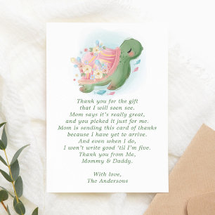 Carte De Remerciements Baby Shower Tortue de Mer Florale