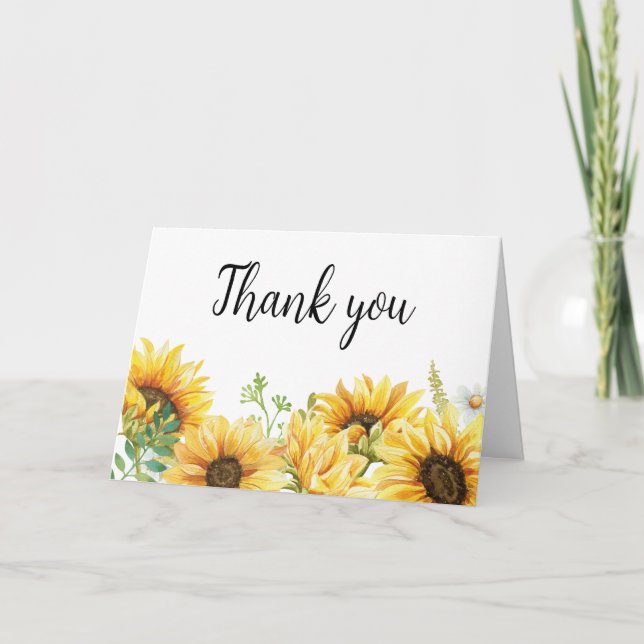 Carte De Remerciements Baby shower tournesol (Devant)