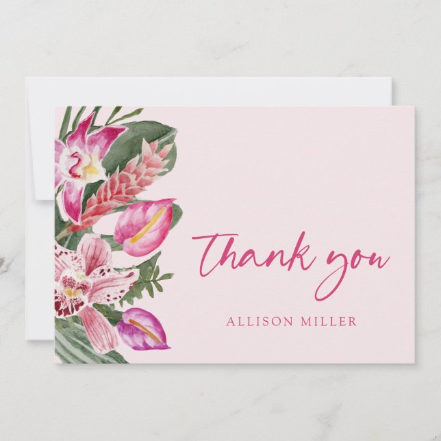Carte De Remerciements Baby shower tropical (Devant)