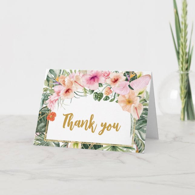 Carte De Remerciements Baby shower tropical Floral Aloha (Devant)