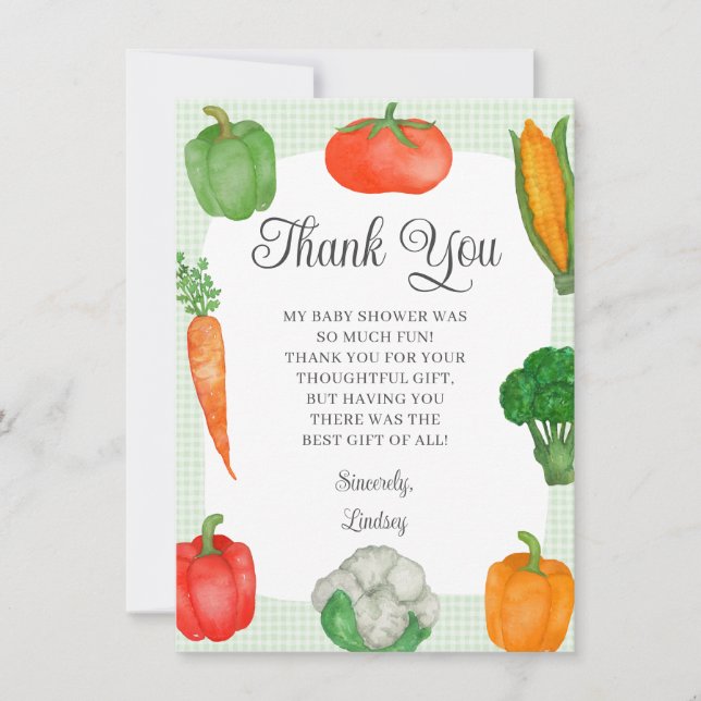 Carte De Remerciements Baby shower vert du marché agricole (Devant)