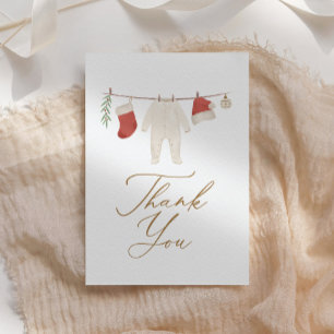 Carte De Remerciements Baby shower Vêtements de Noël d'hiver